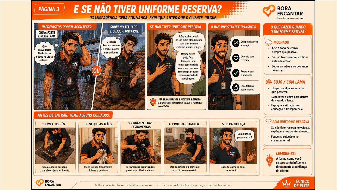 Página 3 — E se não tiver uniforme reserva?
